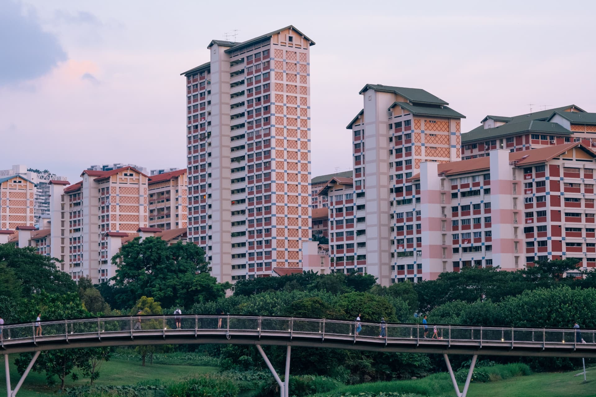HDB flats and private condominiums in a Singapore residential neighbourhood